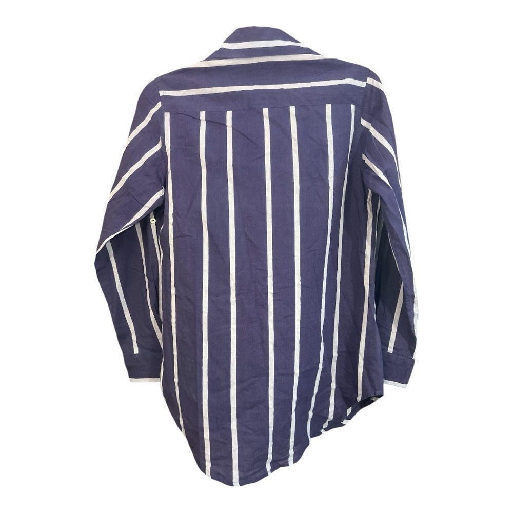 Oliphant Blue Striped Button Down Long Sleeve Top Size Small Nautical Beach GH1 - Picture 3 of 6